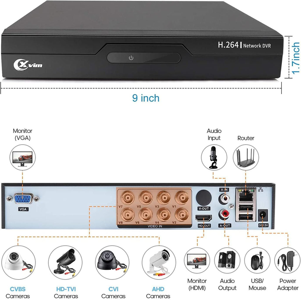 H.265 2MP + 4CH 1080P HD DVR Security Cameras Wireless Indoor Outdoor with 1TB Hdd,Camera Needs to Be Plugged in 4PCS 1080P Wireless Cameras ,Waterproof Security Camera System,100Ft Night Vision,Easy Remote Access